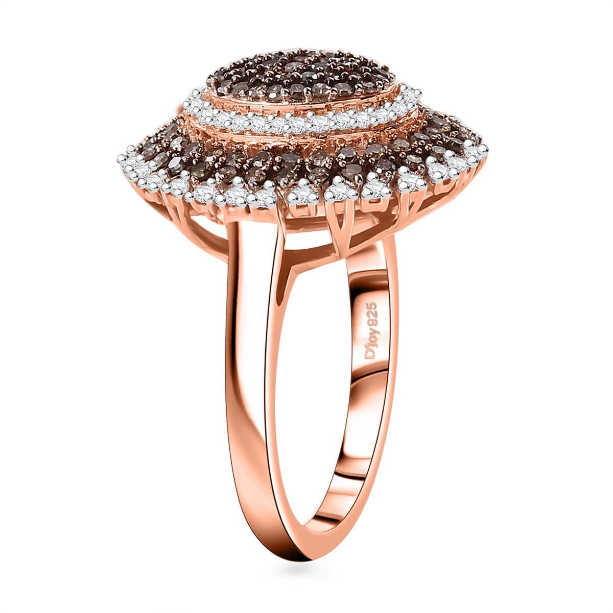 D'Joy Natural Champagne and White Diamond 1.00 ctw Celestial Glow Ring in 18K Vermeil Rose Gold Over Sterling Silver (Size 9.0) image number 3
