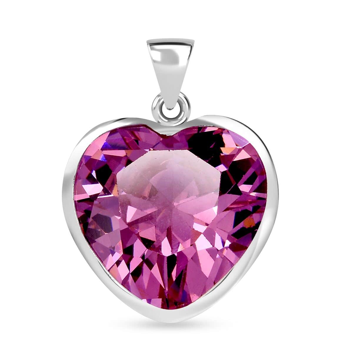 Simulated Pink Diamond 12.00 ctw Pendant in Sterling Silver image number 0