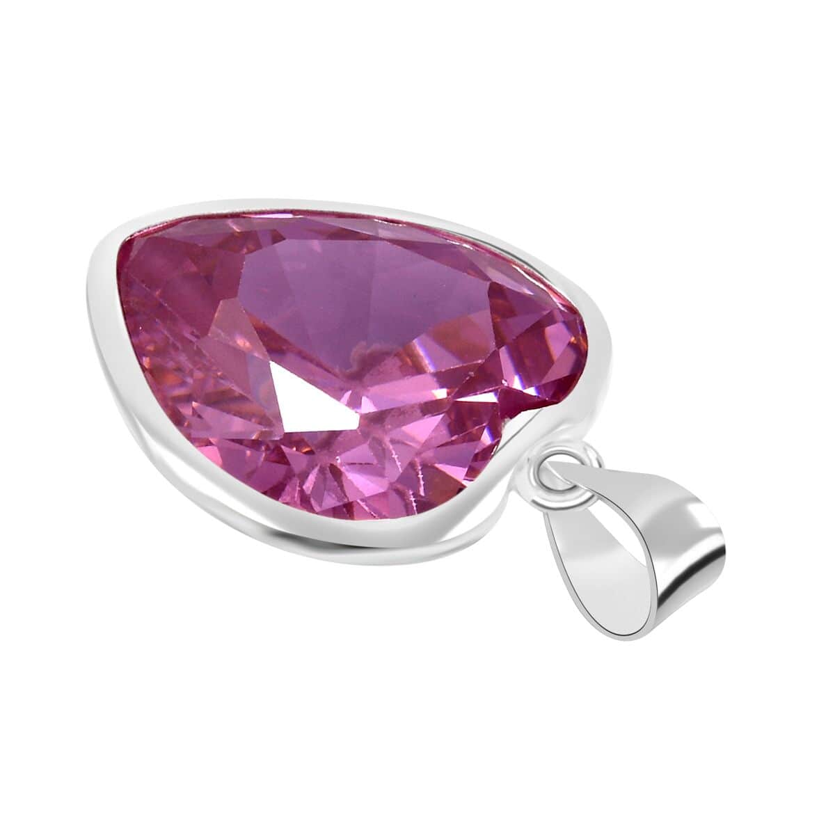 Simulated Pink Diamond 12.00 ctw Pendant in Sterling Silver image number 3