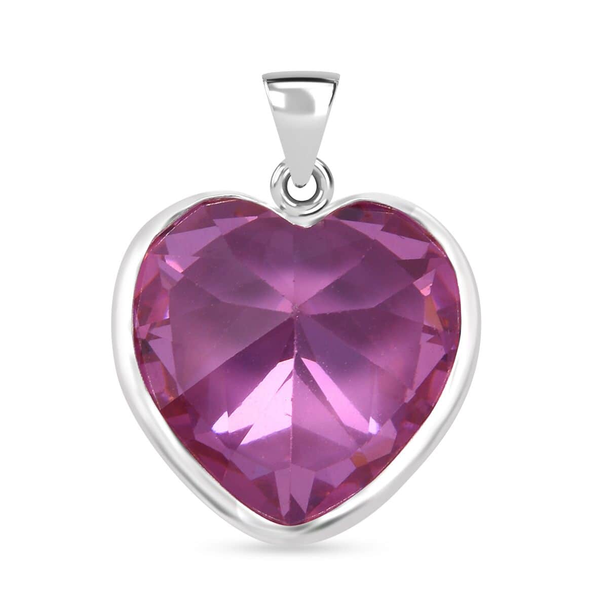 Simulated Pink Diamond 12.00 ctw Pendant in Sterling Silver image number 4