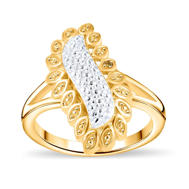 Karis Yellow Diamond Accent Ring in Platinum Bond and 18K Yellow Gold Plated (Size 10.0)