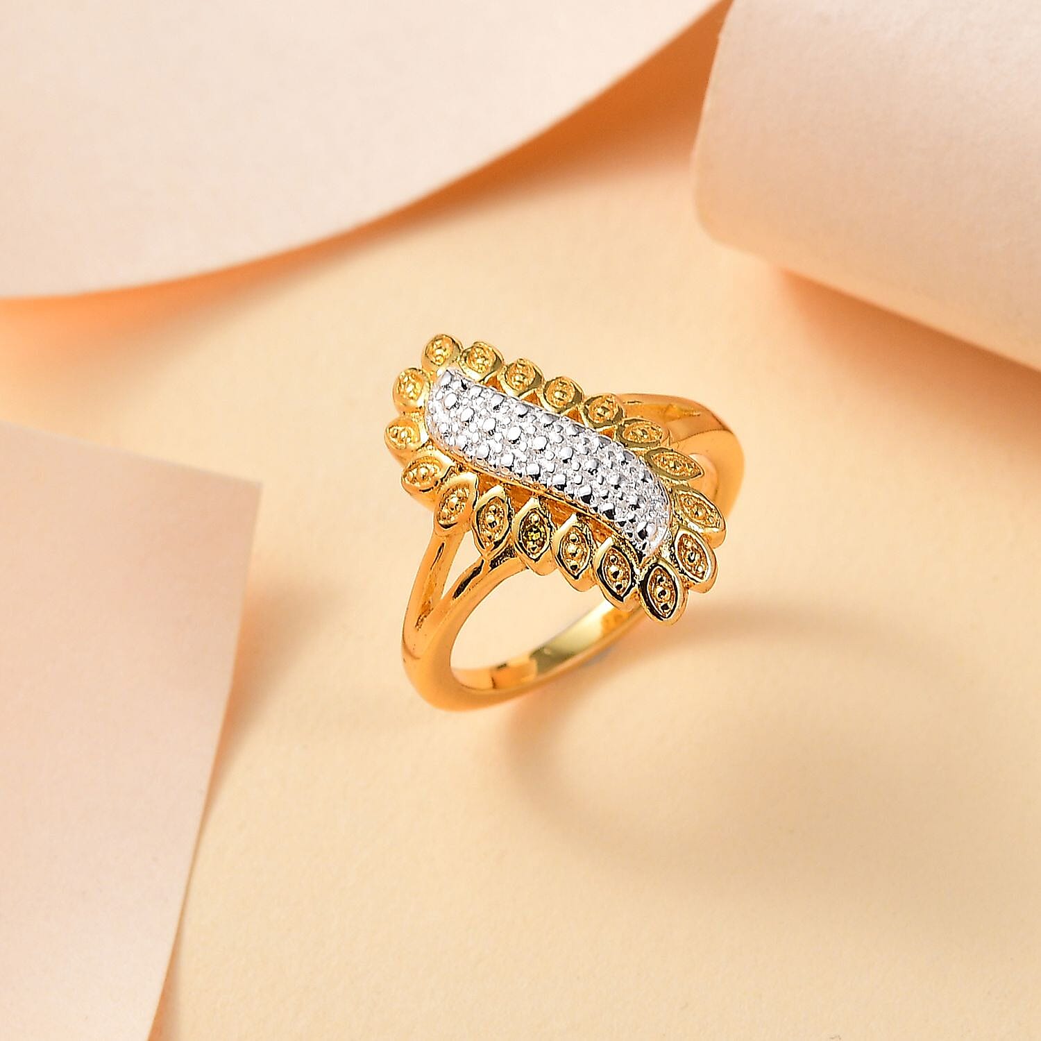 Karis Yellow Diamond Accent Ring in Platinum Bond and 18K Yellow Gold Plated (Size 10.0)
