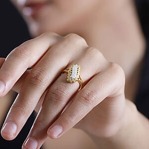 Karis Yellow Diamond Accent Ring in Platinum Bond and 18K Yellow Gold Plated (Size 7.0)