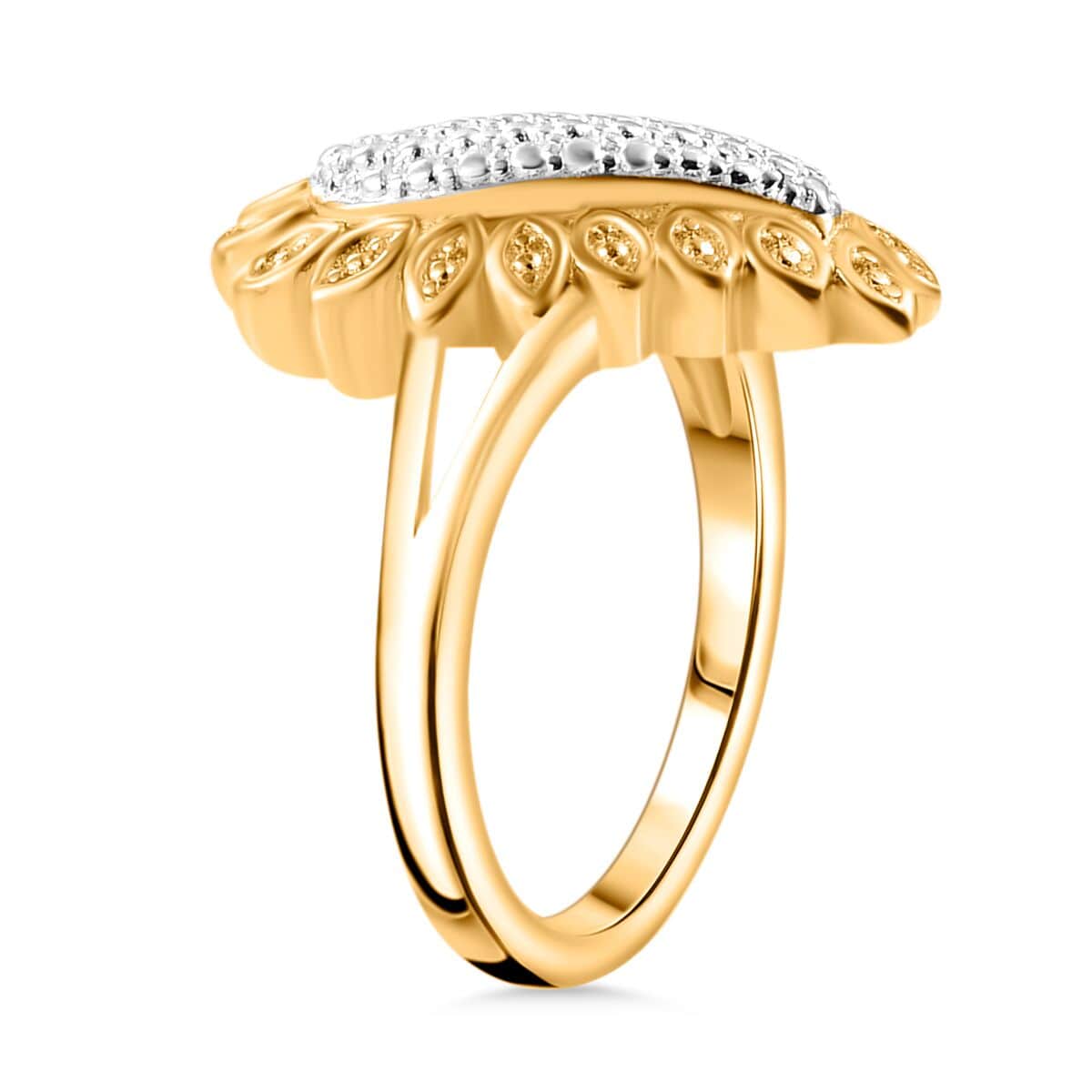 Karis Yellow Diamond Accent Ring in Platinum Bond and 18K Yellow Gold Plated (Size 8.0) image number 3