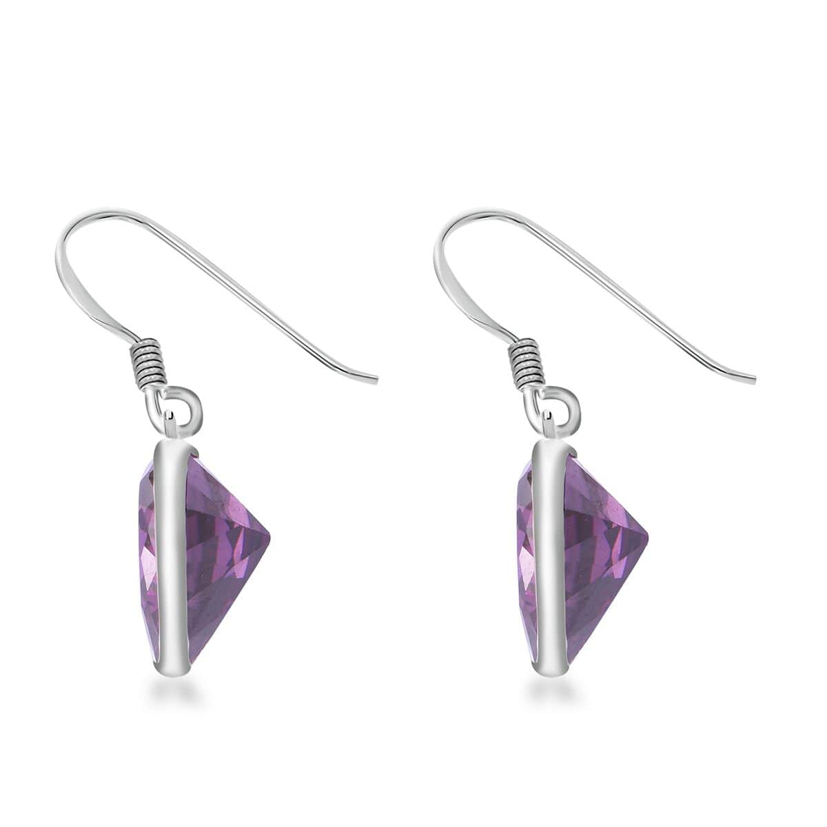 Simulated Purple Diamond 18.50 ctw Earrings in Sterling Silver image number 3