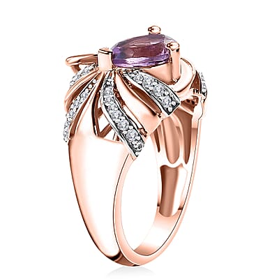 GP Trionfo Collection Premium Rose De France Amethyst, Multi Gemstone Swan Ring in 18K Vermeil RG Over Sterling Silver (Size 7.0) 1.60 ctw