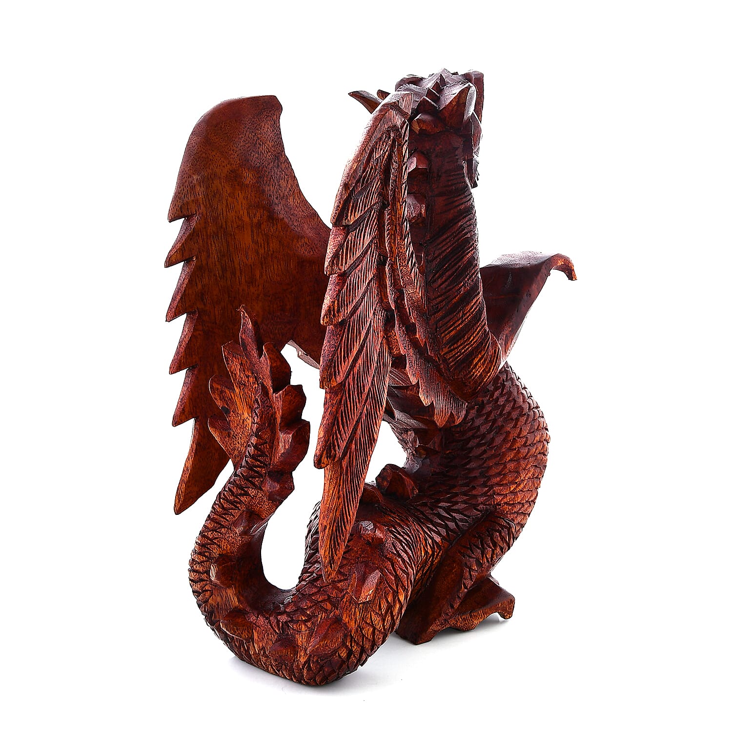 Honey Brown Wooden Hand Carved Dragon