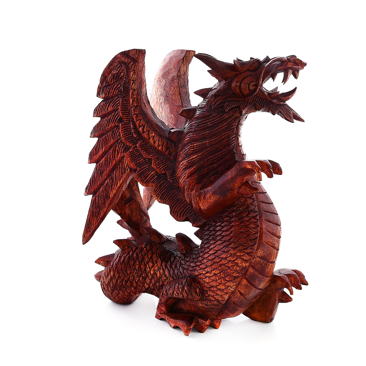 Honey Brown Wooden Hand Carved Dragon