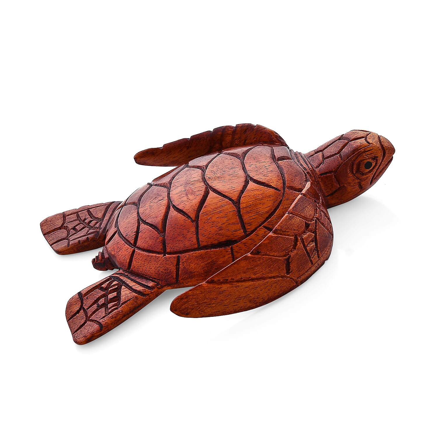 Honey Brown Wooden Hand Carved Turtle