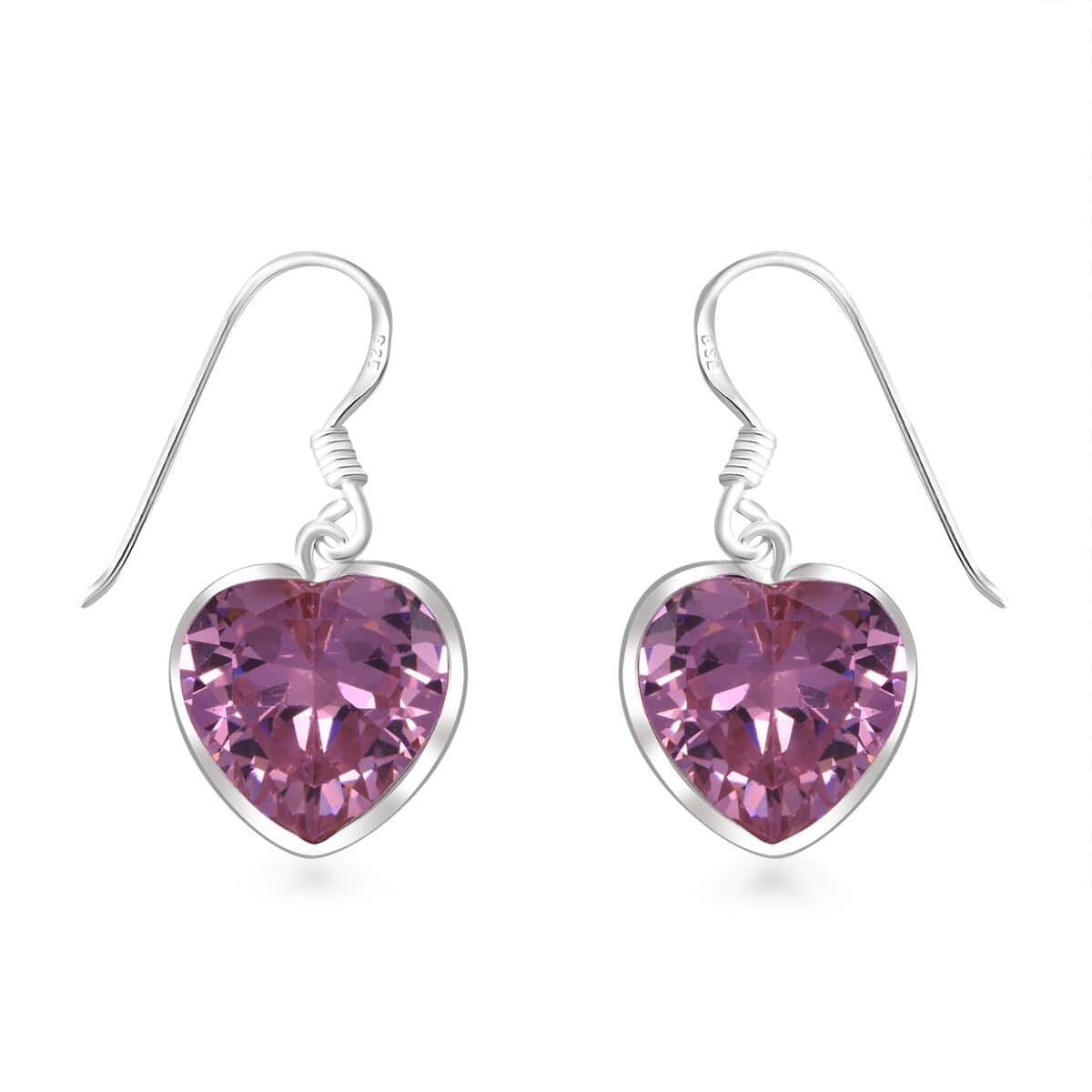 Simulated Pink Diamond 18.50 ctw Earrings in Sterling Silver image number 0