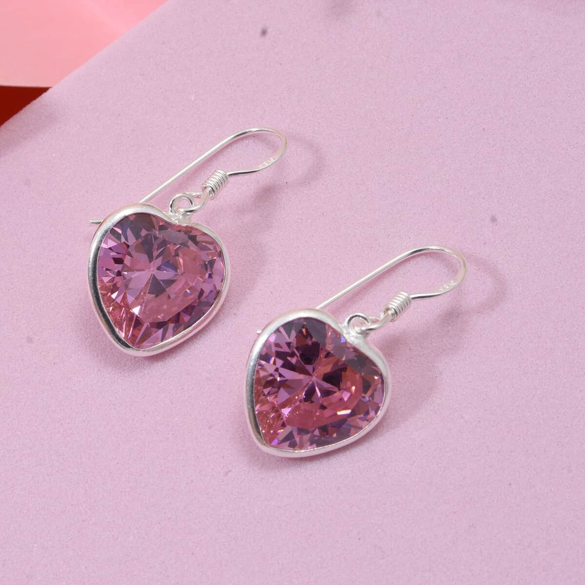 Simulated Pink Diamond 18.50 ctw Earrings in Sterling Silver image number 1