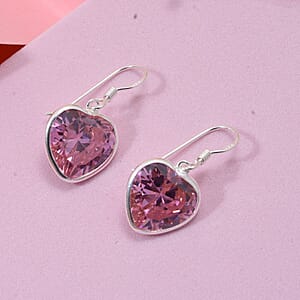 Simulated Pink Diamond 18.50 ctw Earrings in Sterling Silver