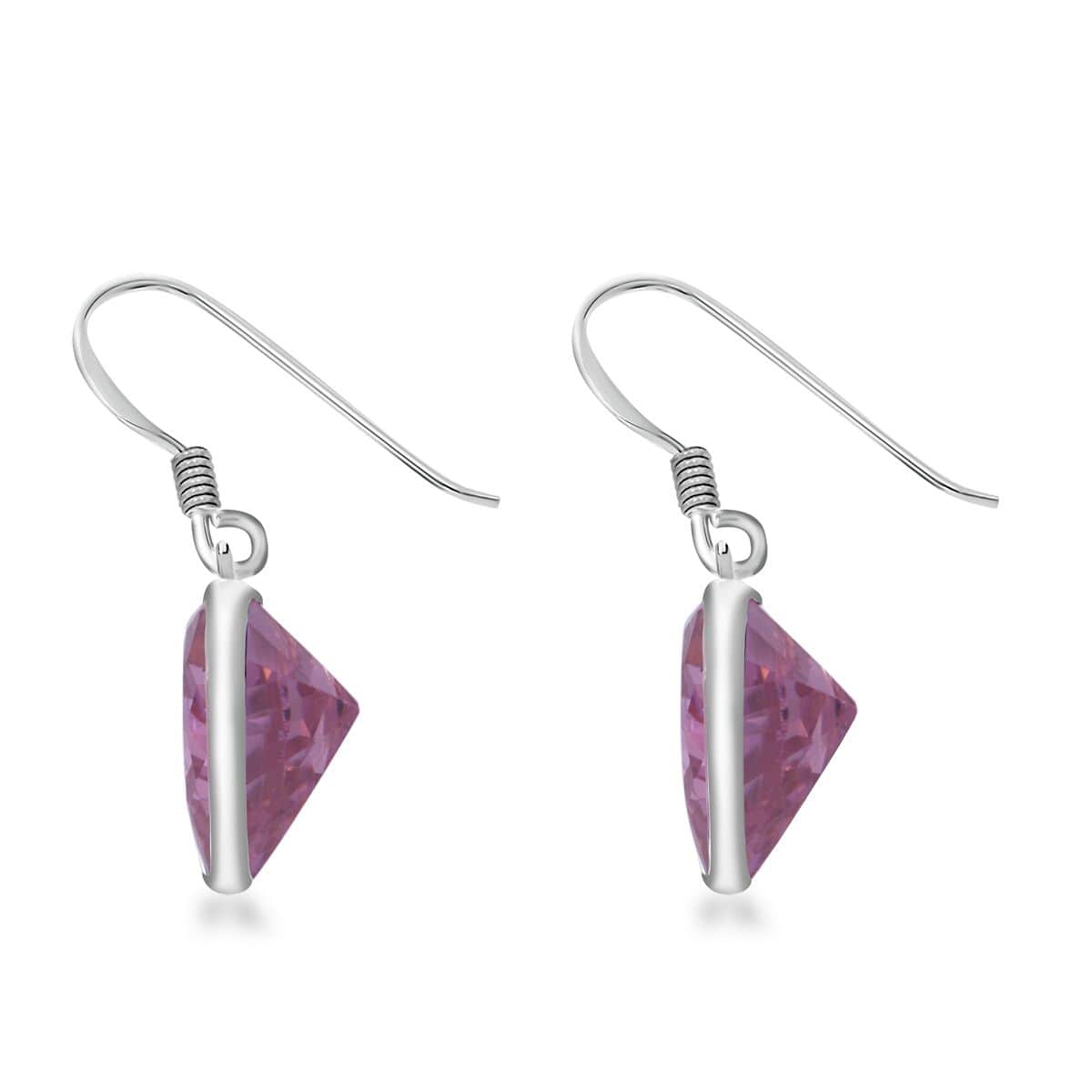 Simulated Pink Diamond 18.50 ctw Earrings in Sterling Silver image number 3