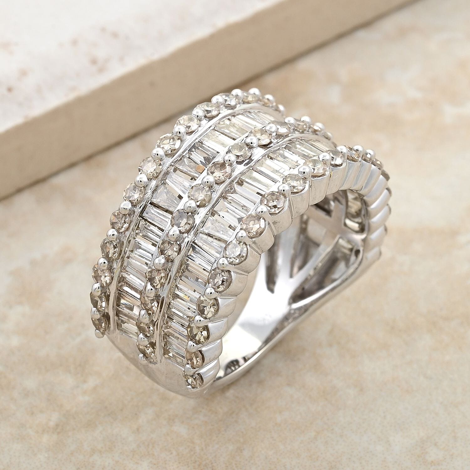 White Diamond 14K White Gold Cluster Ring Gifts Size 7 Ct 3 G-H Color I3 Clarity - Picture 2 of 9