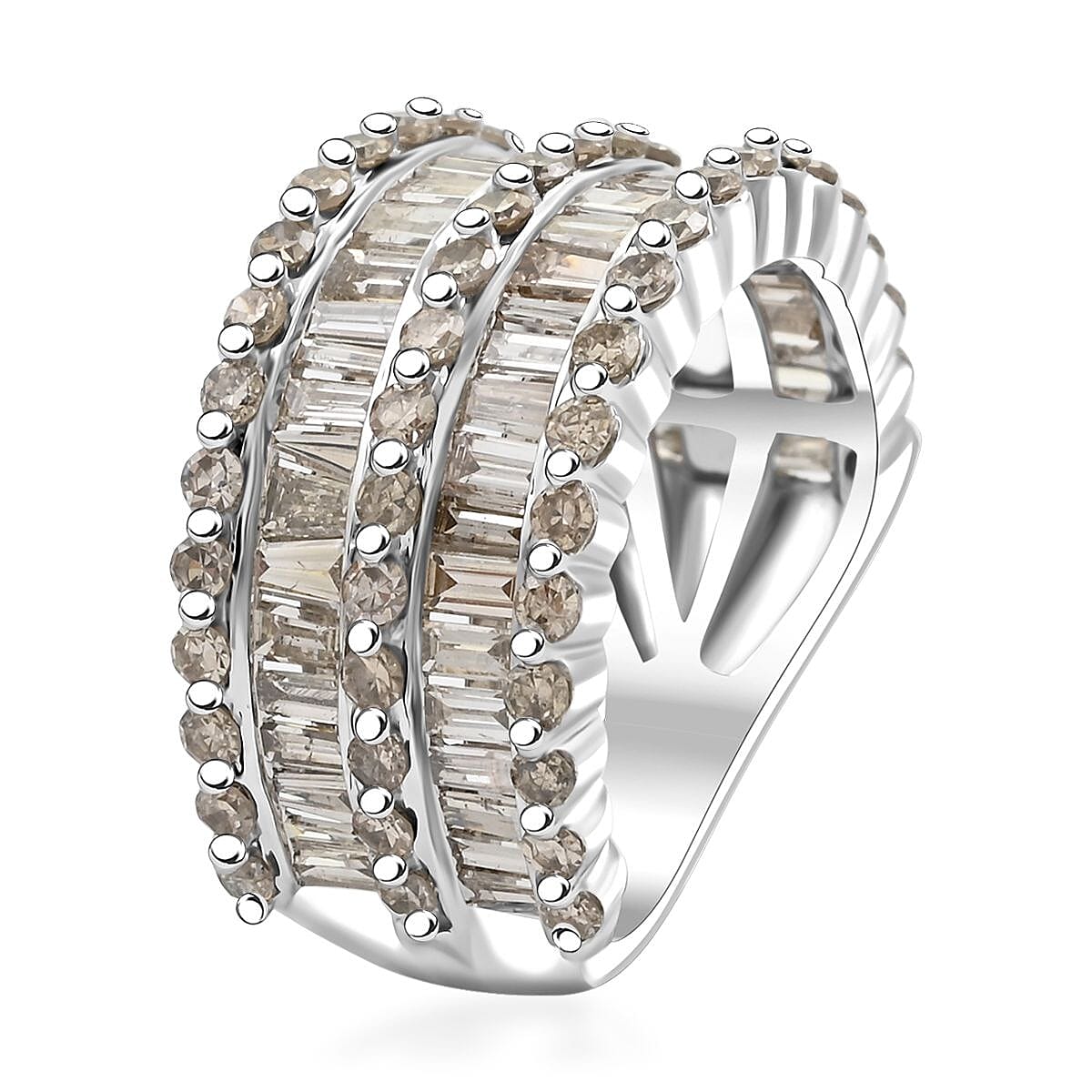 White Diamond 14K White Gold Cluster Ring Gifts Size 7 Ct 3 G-H Color I3 Clarity - Picture 4 of 9