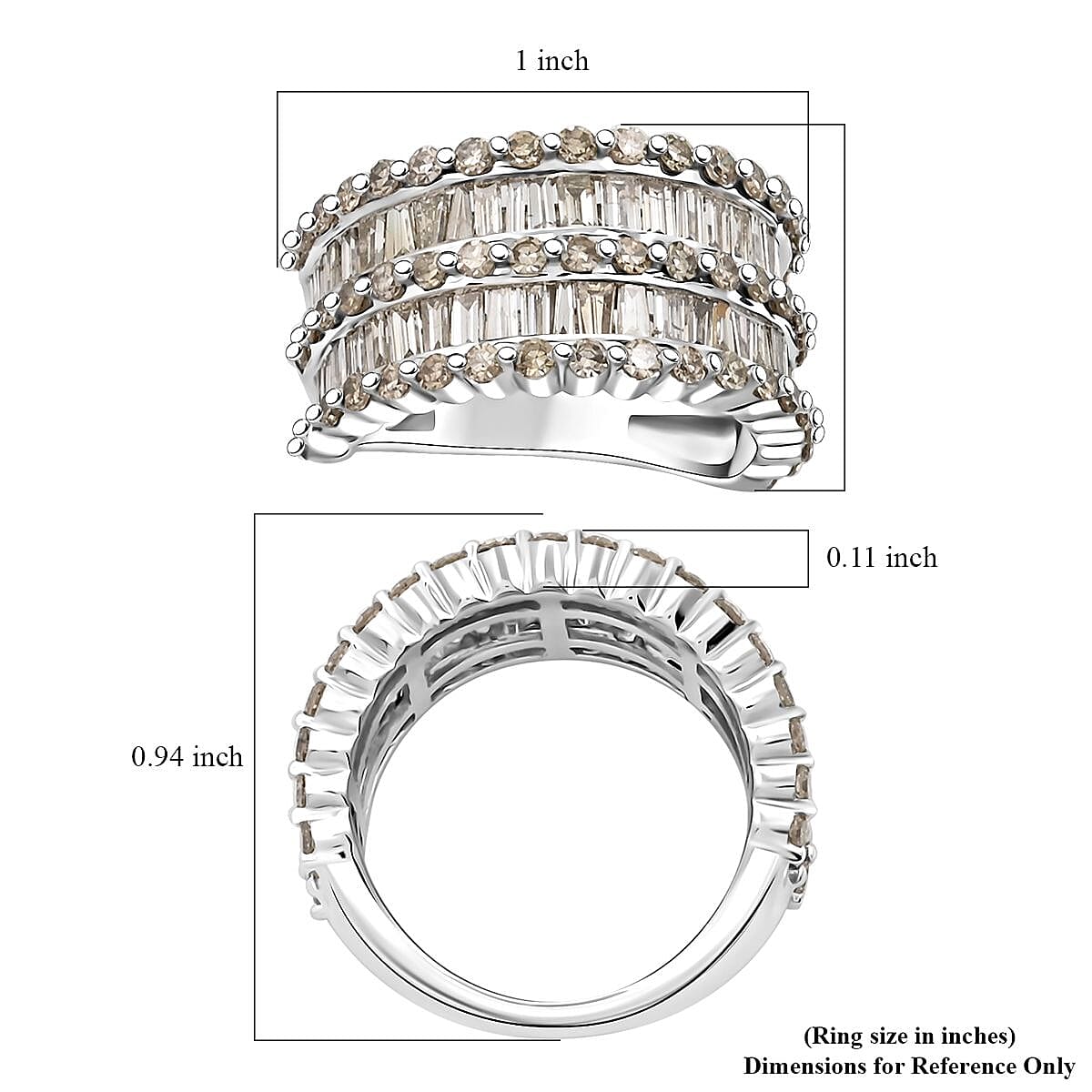 White Diamond 14K White Gold Cluster Ring Gifts Size 7 Ct 3 G-H Color I3 Clarity - Picture 5 of 9