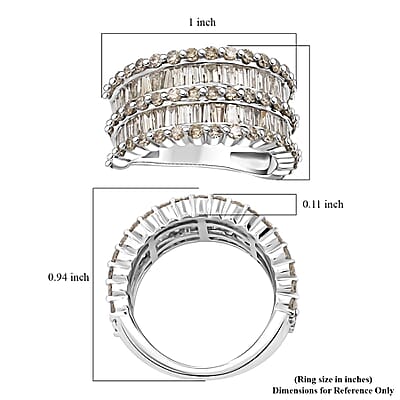 Diamond 3.00 ctw Ring in 14K White Gold (Size 7.0) 7.85 Grams