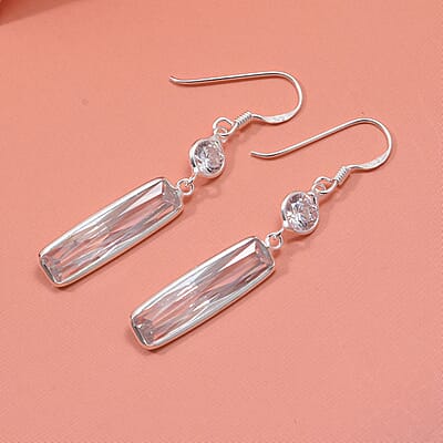 Simulated White Diamond 12.00 ctw Earrings in Sterling Silver