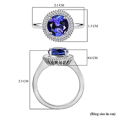 Rhapsody AAAA Tanzanite and E-F VS2 Diamond 2.70 ctw Round Shape Ballerina Ring in 950 Platinum (Size 10.0) 5.90 Grams