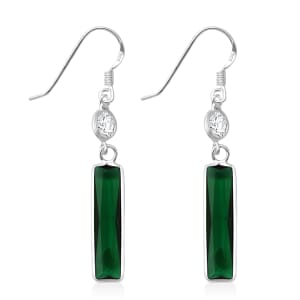 Simulated Green Diamond 12.00 ctw Earrings in Sterling Silver