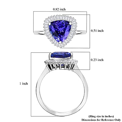 Rhapsody AAAA Tanzanite and E-F VS2 Diamond 2.50 ctw Trillion Shape Ballerina Ring in 950 Platinum (Size  10.0) 6.5 Grams
