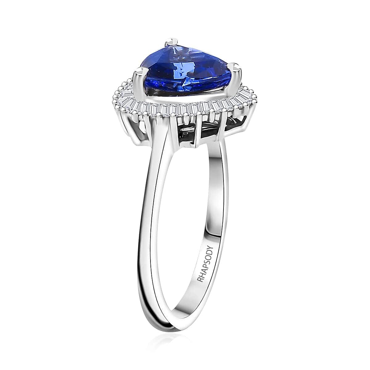 Rhapsody AAAA Tanzanite and E-F VS2 Diamond 2.50 ctw Trillion Shape Ballerina Ring in 950 Platinum (Size  13.0) 4.50 Grams
