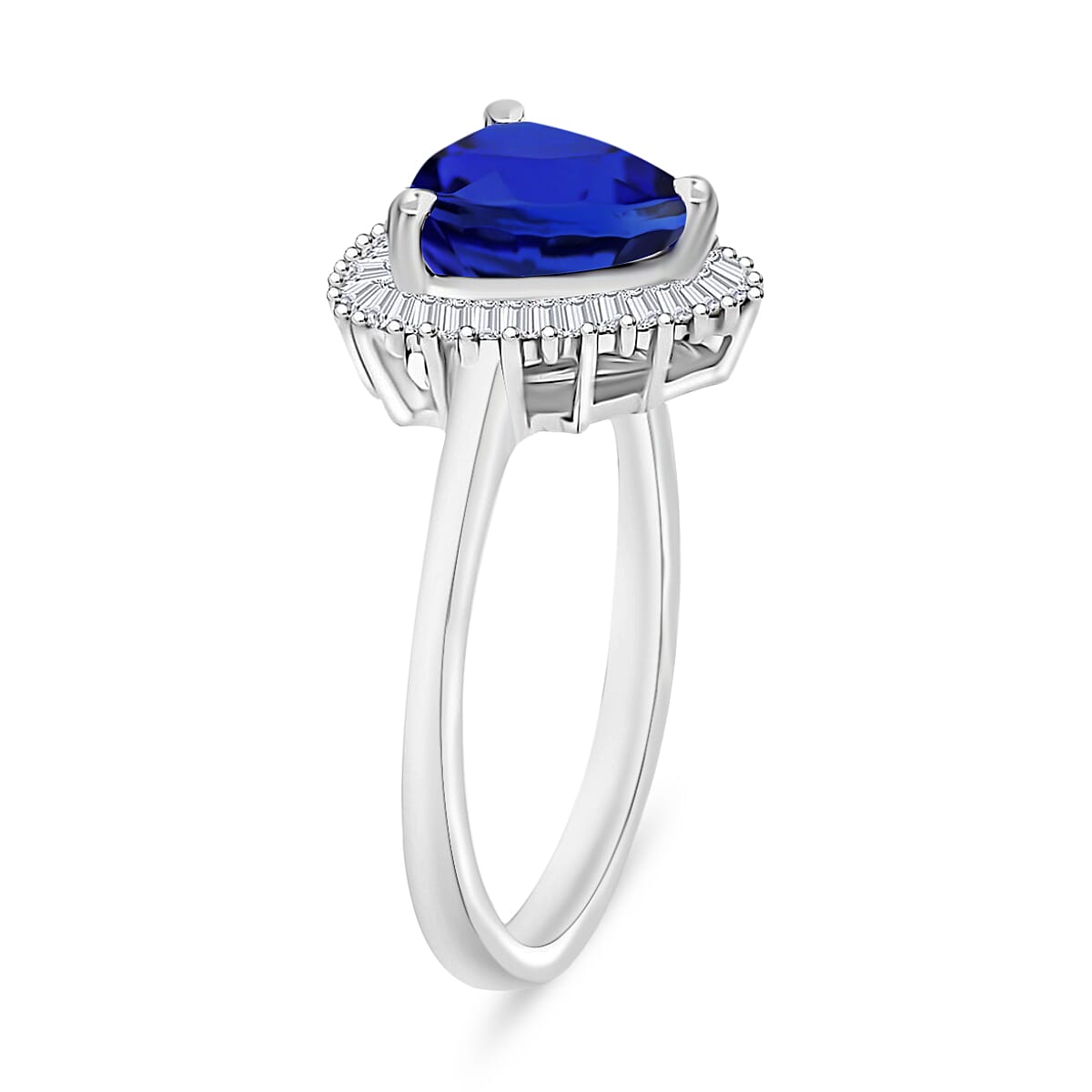 Rhapsody AAAA Tanzanite and E-F VS2 Diamond 2.50 ctw Trillion Shape Ballerina Ring in 950 Platinum (Size  4.0)  6.5 Grams