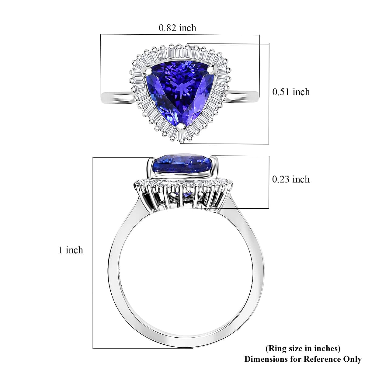 Rhapsody AAAA Tanzanite and E-F VS2 Diamond 2.50 ctw Trillion Shape Ballerina Ring in 950 Platinum (Size  4.0)  4.50 Grams image number 5