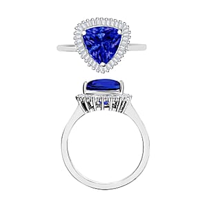 Rhapsody AAAA Tanzanite and E-F VS2 Diamond 2.50 ctw Trillion Shape Ballerina Ring in 950 Platinum (Size  5.5)  4.50 Grams (Del. in 10-12 Days)
