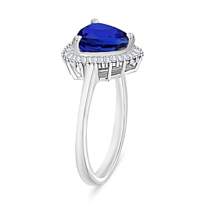 Rhapsody AAAA Tanzanite and E-F VS2 Diamond 2.50 ctw Trillion Shape Ballerina Ring in 950 Platinum (Size  8.5)  4.50 Grams