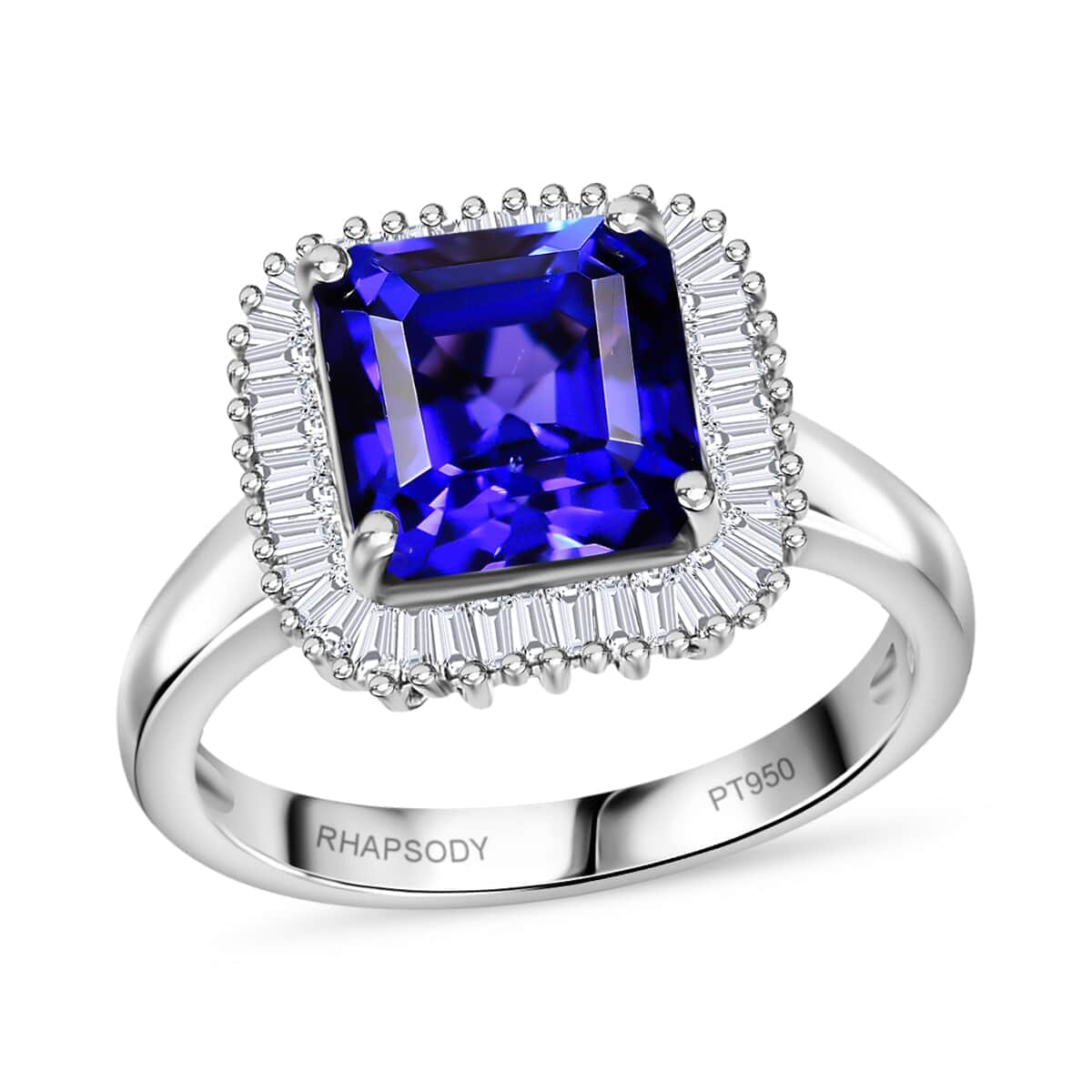 Rhapsody AAAA Tanzanite and E-F VS2 Diamond 3.25 ctw Octagon Shape Ballerina Ring in 950 Platinum (Size  10.0) 5.80 Grams image number 0