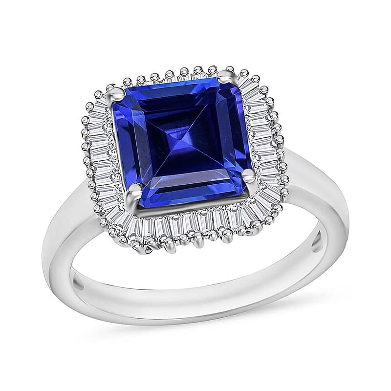 Rhapsody AAAA Tanzanite and E-F VS2 Diamond 3.25 ctw Octagon Shape Ballerina Ring in 950 Platinum (Size  10.0) 7.6 Grams