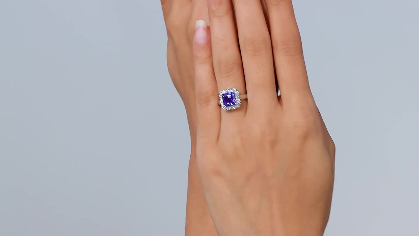 Rhapsody AAAA Tanzanite and E-F VS2 Diamond 3.25 ctw Octagon Shape Ballerina Ring in 950 Platinum (Size 10.0) 5.80 Grams