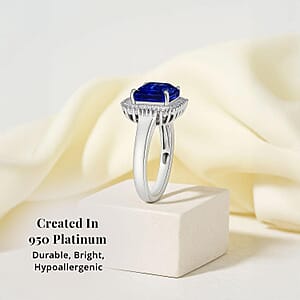 Rhapsody AAAA Tanzanite and E-F VS2 Diamond 3.25 ctw Octagon Shape Ballerina Ring in 950 Platinum (Size  10.0) 5.80 Grams (Del. in 10-12 Days)