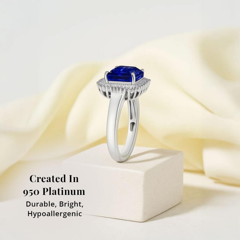 Rhapsody AAAA Tanzanite and E-F VS2 Diamond 3.25 ctw Octagon Shape Ballerina Ring in 950 Platinum (Size  10.0) 7.6 Grams