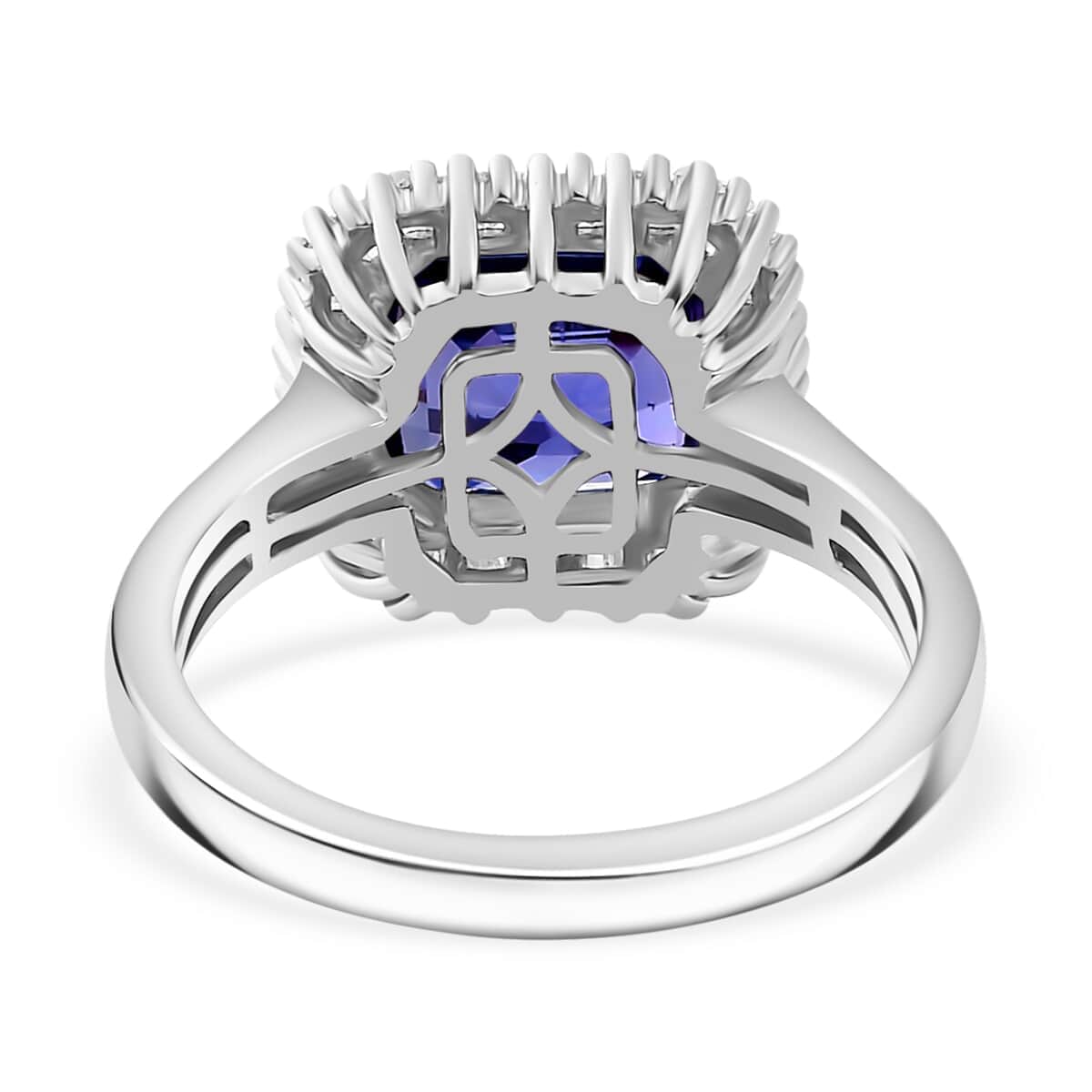 Rhapsody AAAA Tanzanite and E-F VS2 Diamond 3.25 ctw Octagon Shape Ballerina Ring in 950 Platinum (Size  10.0) 5.80 Grams image number 4