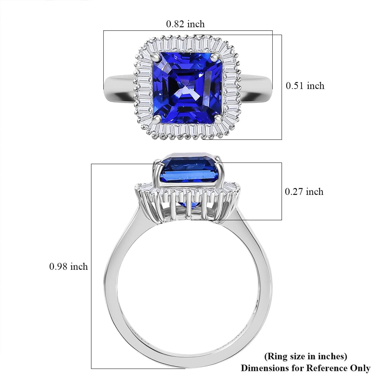 Rhapsody AAAA Tanzanite and E-F VS2 Diamond 3.25 ctw Octagon Shape Ballerina Ring in 950 Platinum (Size  10.0) 5.80 Grams image number 5