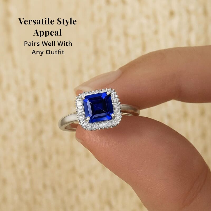 Rhapsody AAAA Tanzanite and E-F VS2 Diamond 3.25 ctw Octagon Shape Ballerina Ring in 950 Platinum (Size  10.0) 7.6 Grams
