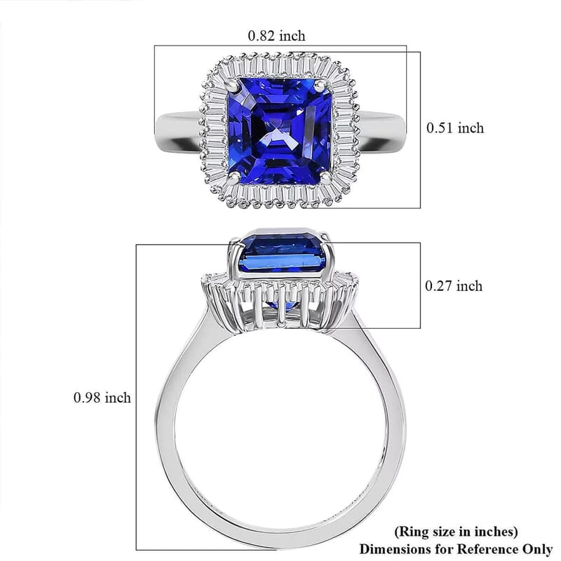 Rhapsody AAAA Tanzanite and E-F VS2 Diamond 3.25 ctw Octagon Shape Ballerina Ring in 950 Platinum (Size  10.0) 7.6 Grams