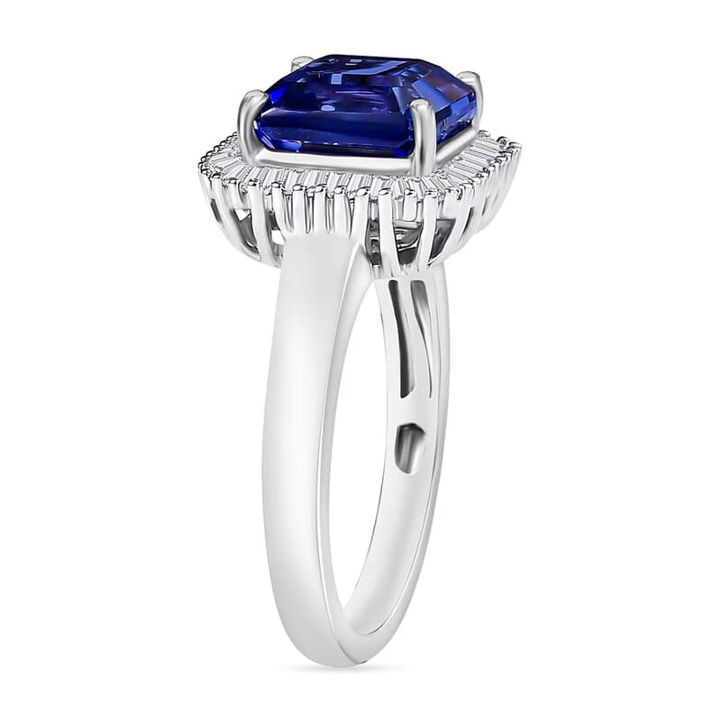 Rhapsody AAAA Tanzanite and E-F VS2 Diamond 3.25 ctw Octagon Shape Ballerina Ring in 950 Platinum (Size  10.0) 7.6 Grams