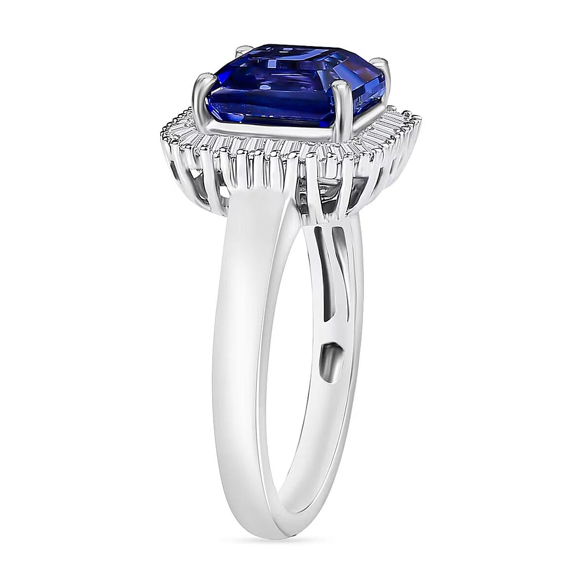 Rhapsody AAAA Tanzanite and E-F VS2 Diamond 3.90 ctw Octagon Shape Ballerina Ring in 950 Platinum (Size 7.0) 6.0 Grams (Del. in 10-12 Days) image number 7