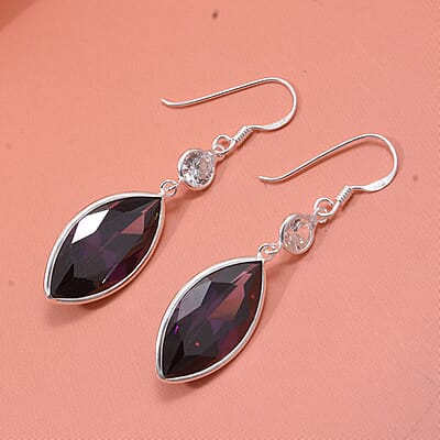 Simulated Purple and White Diamond 12.50 ctw Earrings in Sterling Silver