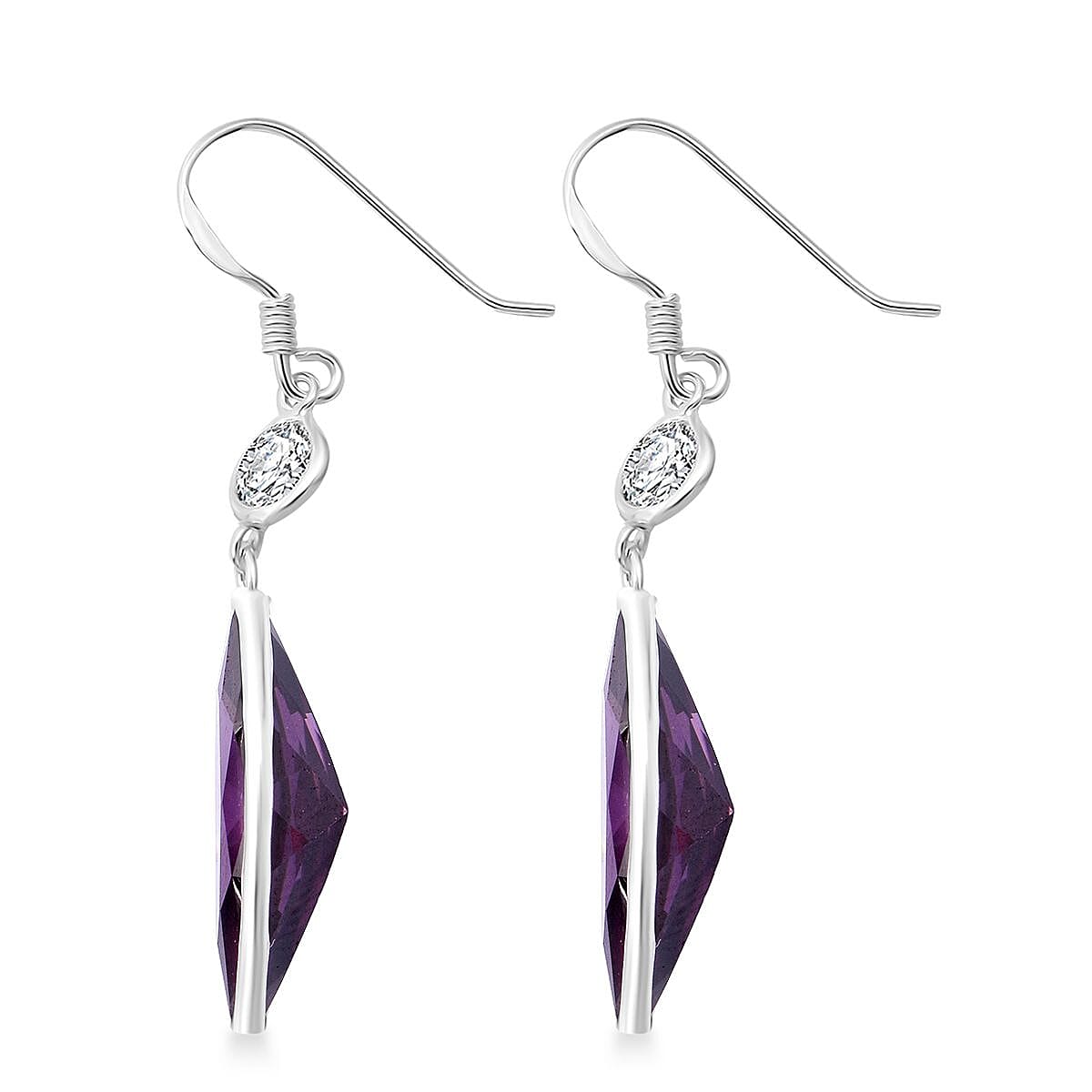 Simulated Purple and White Diamond 12.50 ctw Earrings in Sterling Silver