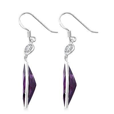 Simulated Purple and White Diamond 12.50 ctw Earrings in Sterling Silver