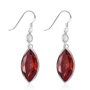 Simulated Orange and White Diamond 12.50 ctw Earrings in Sterling Silver