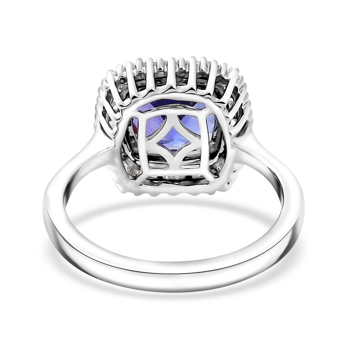 Rhapsody AAAA Tanzanite and E-F VS Diamond 2.75 ctw Cushion Shape Ballerina Ring in 950 Platinum (Size 6.0) 7.15 Grams image number 4