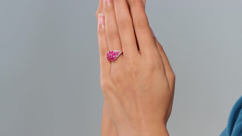 Premium Mozambique Pink Sapphire, White Zircon Floral Ring in 18K Vermeil RG Over Sterling Silver (Size 10.0) 2.55 ctw