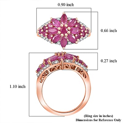 Premium Mozambique Pink Sapphire and White Zircon 2.55 ctw Floral Ring in 18K Vermeil Rose Gold Over Sterling Silver (Size 10.0) 