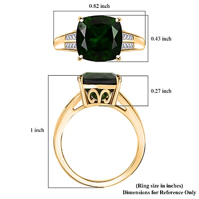 Chrome Diopside and Diamond 4.85 ctw Ring in 18K Vermeil Yellow Gold Over Sterling Silver (Size 6.0)