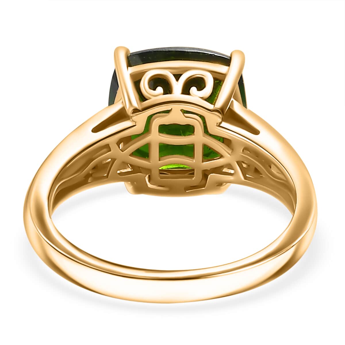 Chrome Diopside and Diamond 4.85 ctw Ring in 18K Vermeil Yellow Gold Over Sterling Silver (Size 7.0) image number 4